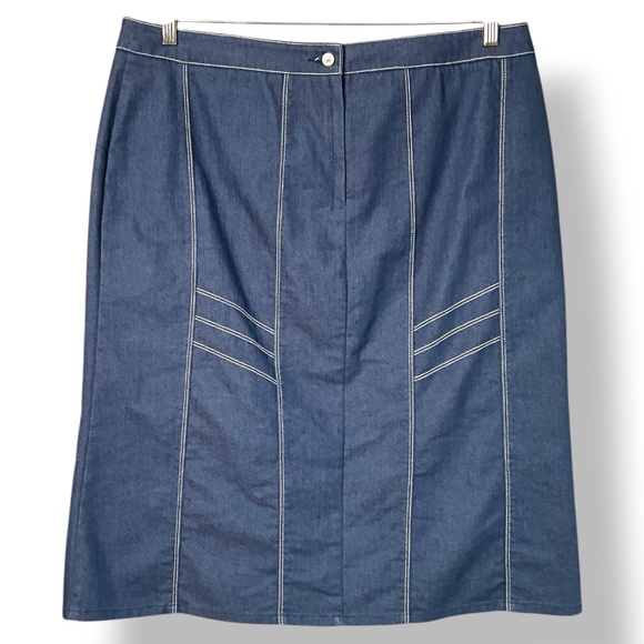 LANA SPORT Cotton Blend Chambray A-Line Skirt Beaded and Embroidered Back Zip 18 - Picture 3 of 9